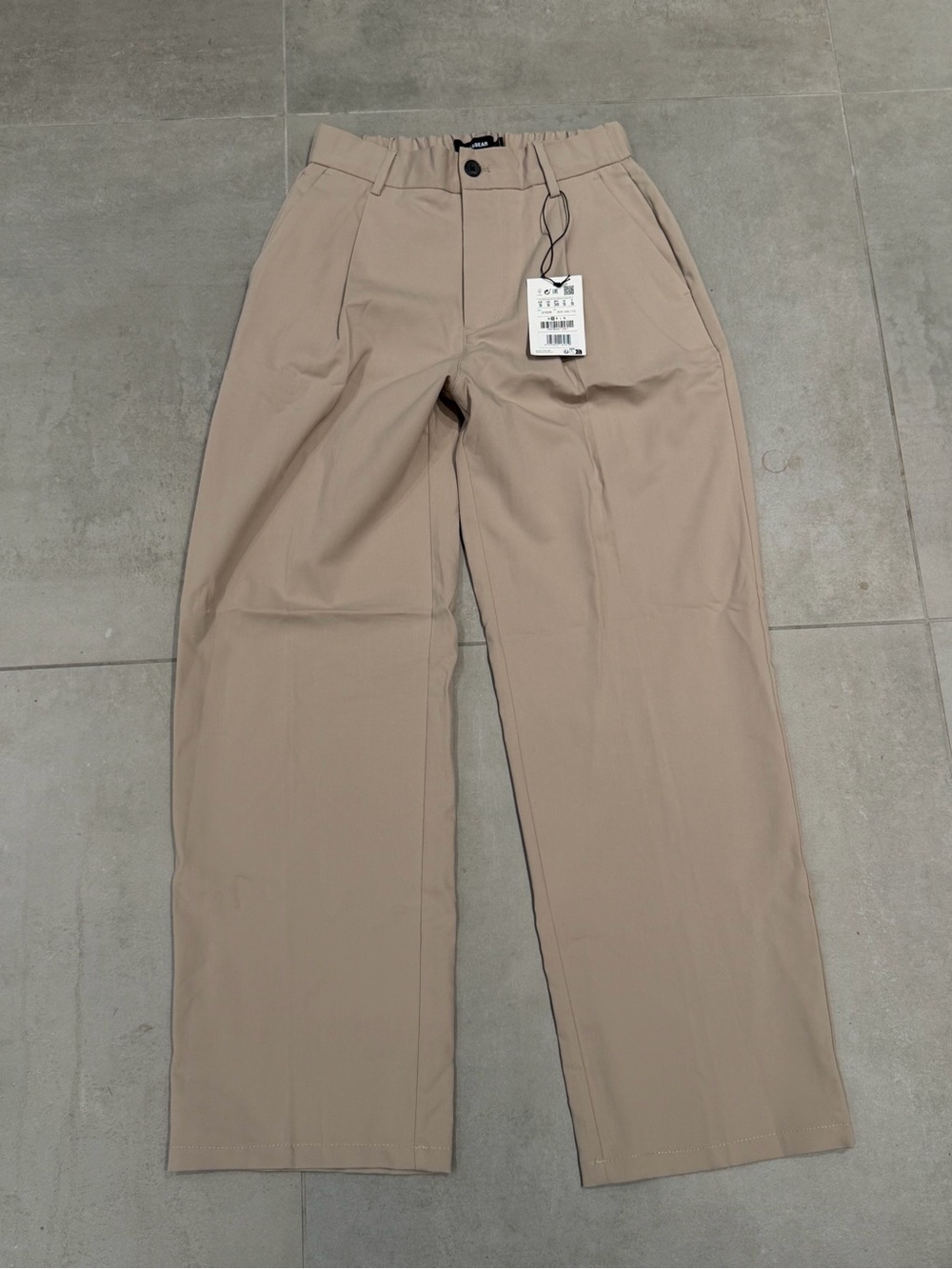 NWT Pull&Bear Beige Wide Leg Trousers Elastic Waist High Rise Pants